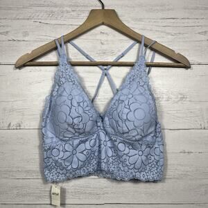 Aerie womens light blue long line lace bralette size Medium NEW